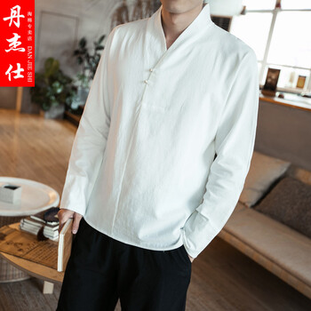 丹杰仕（DAN JIE SHI） 長袖 男士T恤 乳白色 XL，L，M，XXL，加大，XXXL
