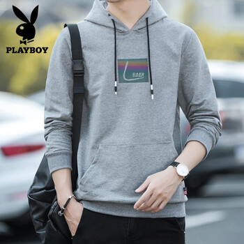 花花公子（PLAYBOY ESTABLISHED 1953） 長(zhǎng)袖 男士T恤 灰色844 