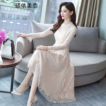 碩依美戀 純色 紗網(wǎng)，蕾絲 連衣裙