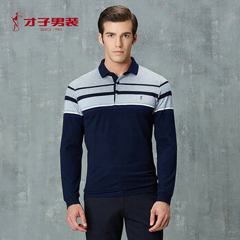 才子（TRIES） 長(zhǎng)袖 男士T恤 灰藍(lán)色 