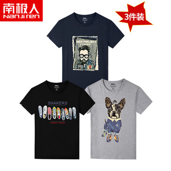 南極人（Nan Ji ren） 短袖 男士T恤 藍/可樂(lè )大叔-黑/鞋子-灰/彩繪狗 