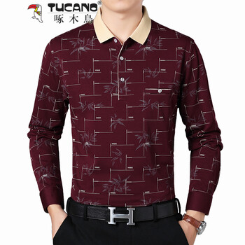 啄木鳥（TUCANO） 長袖 男士T恤 酒紅Z001T8817 S，XL，L，M，XXL