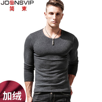 簡(jiǎn)束（JOONSVIP） 長(cháng)袖 男士T恤 加絨花灰T1828 