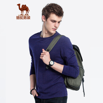 駱駝（CAMEL） 長袖 男士T恤 紫蘭 XL，L，XXL，M，XXXL