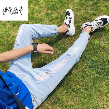 伊優(yōu)酷奇 闊腿褲  男士牛仔褲