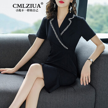 駱騏亞（cmlziua） 純色 拼接 連衣裙