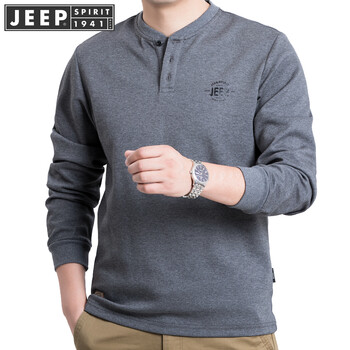 吉普（JEEP） 長(zhǎng)袖 男士T恤 灰色  SS0004 