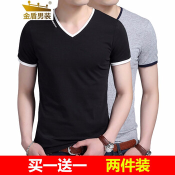 金盾（KIN DON） 短袖 男士T恤 黑色+灰色 XL，L，XXL，M，加大，XXXL