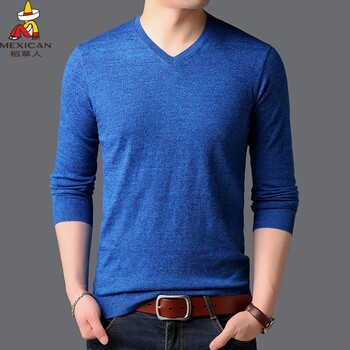 稻草人（mexican） 長(cháng)袖 男士T恤 DYT58711夾花藍 