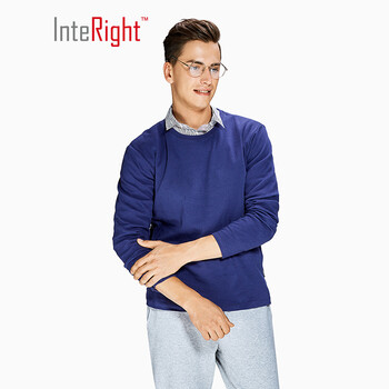 INTERIGHT 長袖 男士T恤 藏青 XL，L，M，XXL