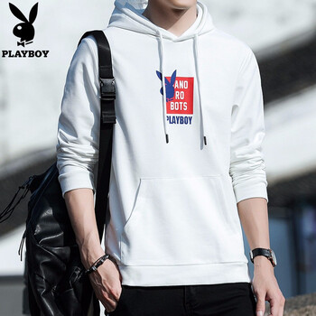 playboy 長袖 男士T恤 白色-302 XL，L，XXL，XXXL，M