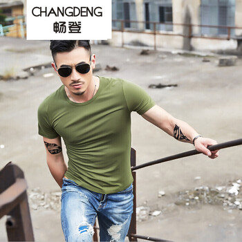 暢登（CHANGDENG） 短袖 男士T恤 軍綠色 