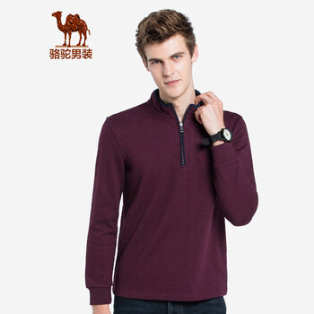 駱駝（CAMEL） 長袖 男士T恤 暗紅 XL，L，XXXL，XXL，M