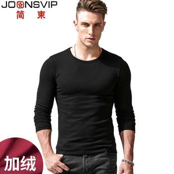 簡(jiǎn)束（JOONSVIP） 長(zhǎng)袖 男士T恤 加絨黑色T1828 