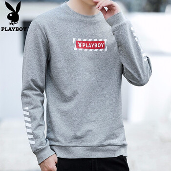 playboy 長袖 男士T恤 灰色-06 