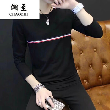 潮至（CHAOZHI） 長袖 男士T恤 黑色 XL，L，XXL，M，XXXL