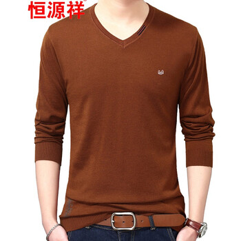 恒源祥（HYX） 長(zhǎng)袖 男士T恤 焦糖色 XL，L，M，XXXL，XXL，加大
