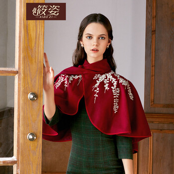 筱姿 立領(lǐng) 無袖 女 短外套 荷葉邊，刺繡，花邊