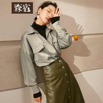 森宿  短袖 T恤 女 高領(lǐng)