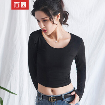 方茴 露臍/腰 短袖 T恤 女 圓領(lǐng)