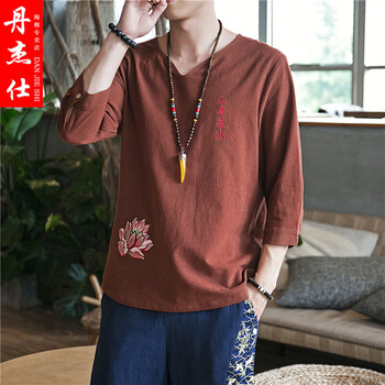 丹杰仕（DAN JIE SHI） 七分袖 男士T恤 焦糖色 XL，L，XXXL，M，XXL