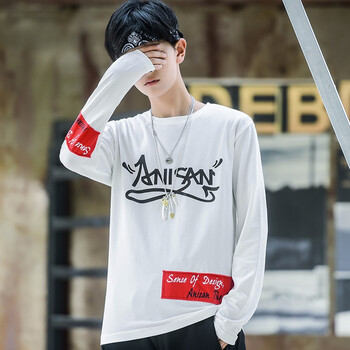 阿尼三 長袖 男士T恤 白色 XL，L，M，XXL，XXXL