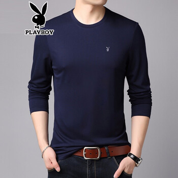 花花公子（PLAYBOY） 長(zhǎng)袖 男士T恤 上青 XL，L，加大，XXL，M，XXXL