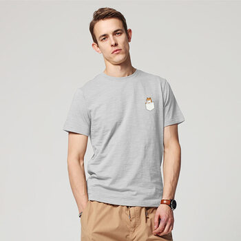 恒源祥（HYX） 短袖 男士T恤 口袋狗灰 XL，L，XXL，加大，XXXL，M