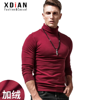 續(xù)點(diǎn)（XDIAN） 長(zhǎng)袖 男士T恤 高領(lǐng)暗紅 