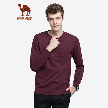 駱駝（CAMEL） 長袖 男士T恤 暗紅 XL，L，XXXL，M，XXL