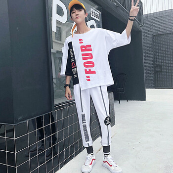 古萊登（GODLIKE） 七分袖 男士T恤 白色（白色上衣+白色褲子） 