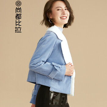 尚都比拉（Sentubila） 翻領(lǐng) 長(zhǎng)袖 女 短外套 撞色