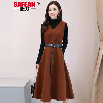 撒芬（sa·fean） 純色 不對稱 連衣裙