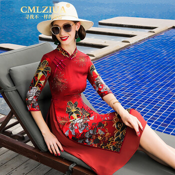 駱騏亞（cmlziua） 大花 印花 連衣裙
