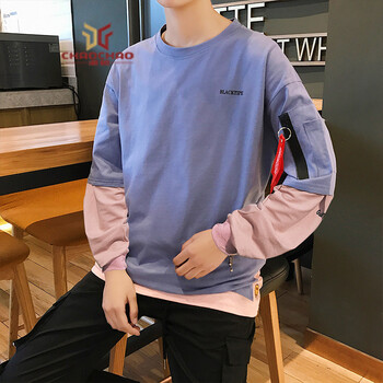 C2潮朝（C2 CHAO CHAO） 長袖 男士T恤 藍(lán)色 XL，L，M，XXXL，XXL