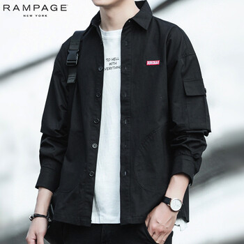 RAMPAGE 長(zhǎng)袖 男士襯衫 嘻哈風(fēng)格