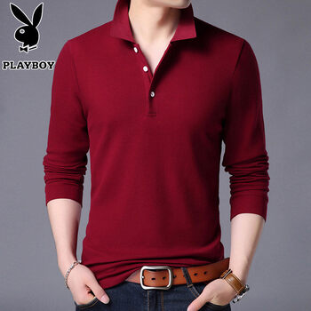 花花公子（PLAYBOY） 長(zhǎng)袖 男士T恤 紅色1567TX7728 