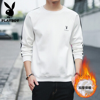 花花公子（PLAYBOY ESTABLISHED 1953） 長袖 男士T恤 20172白色加絨 