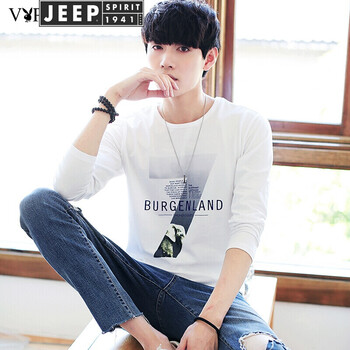 吉普（JEEP） 長(zhǎng)袖 男士T恤 白色 XL，L，XXXL，M，XXL