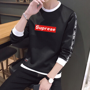艾以純森（AIYICHUNSEN） 長袖 男士T恤 黑色 XL，4XL，L，XXL，M