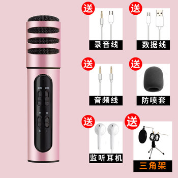soutege 全民K歌 支撐式 麥克風(fēng) 玫瑰金#【送音頻線+耳機+防噴棉+三腳架】