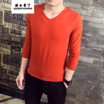 騎士普?。≒utin.Rider） 長袖 男士T恤 磚紅色V領(lǐng) 