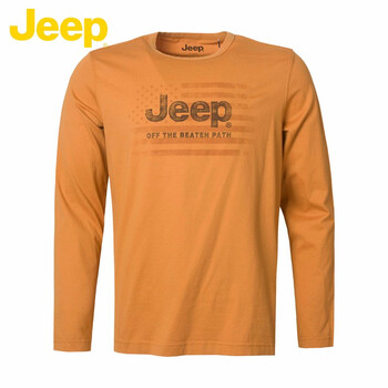 Jeep 長袖 男士T恤 橙色B6 