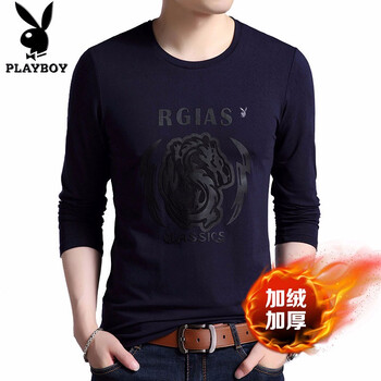 花花公子（PLAYBOY ESTABLISHED 1953） 長(cháng)袖 男士T恤 5101/藏青加絨 