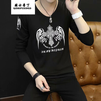 騎士普?。≒utin.Rider） 長(cháng)袖 男士T恤 天使加絨黑色 