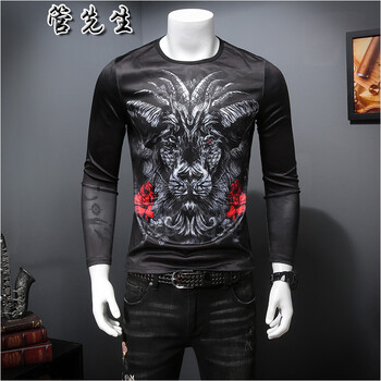 管先生 長(cháng)袖 男士T恤 MH574黑色 