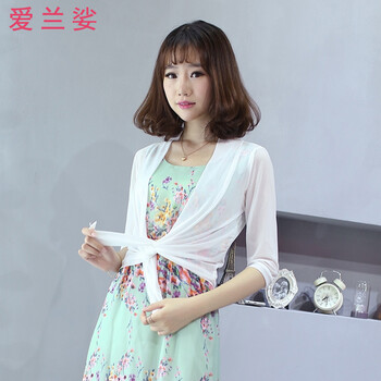 愛蘭娑 V領(lǐng) 五分袖 女 短外套 不規(guī)則，綁帶，紗網(wǎng)