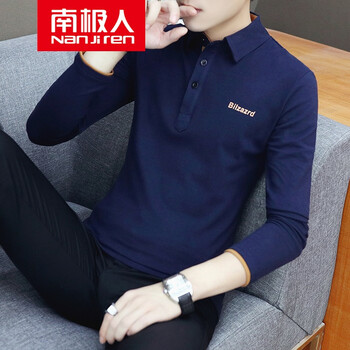 南極人（Nan Ji ren） 長袖 男士T恤 藏青色 XL，L，M