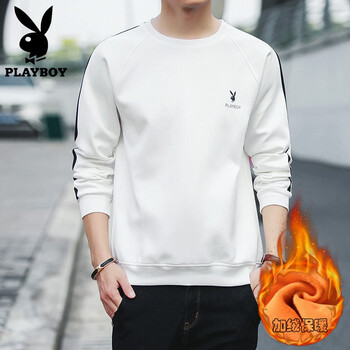 花花公子（PLAYBOY） 長袖 男士T恤 20172白色加絨 