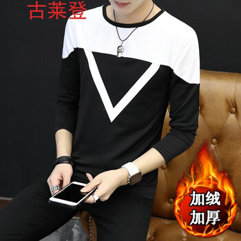 古萊登（GODLIKE） 長袖 男士T恤 加絨三角 上白 